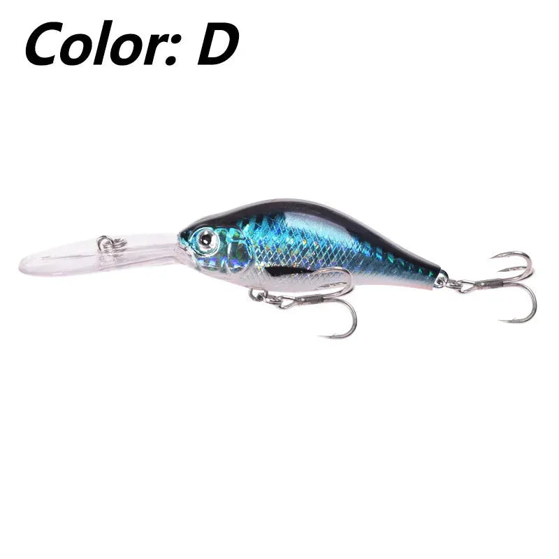 Fat Man Deep Diving Mino Lure crankbait in colour showing long diving lip and treble hooks.