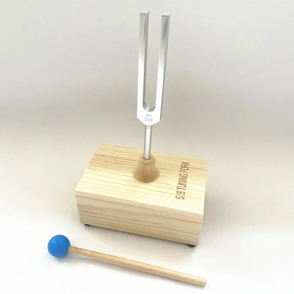 432Hz aluminum tuning fork with speaker set in kraft paper packaging