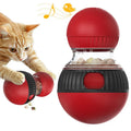 Plastic rotating cat puzzle feeder toy with a toy cat design and a super ball.