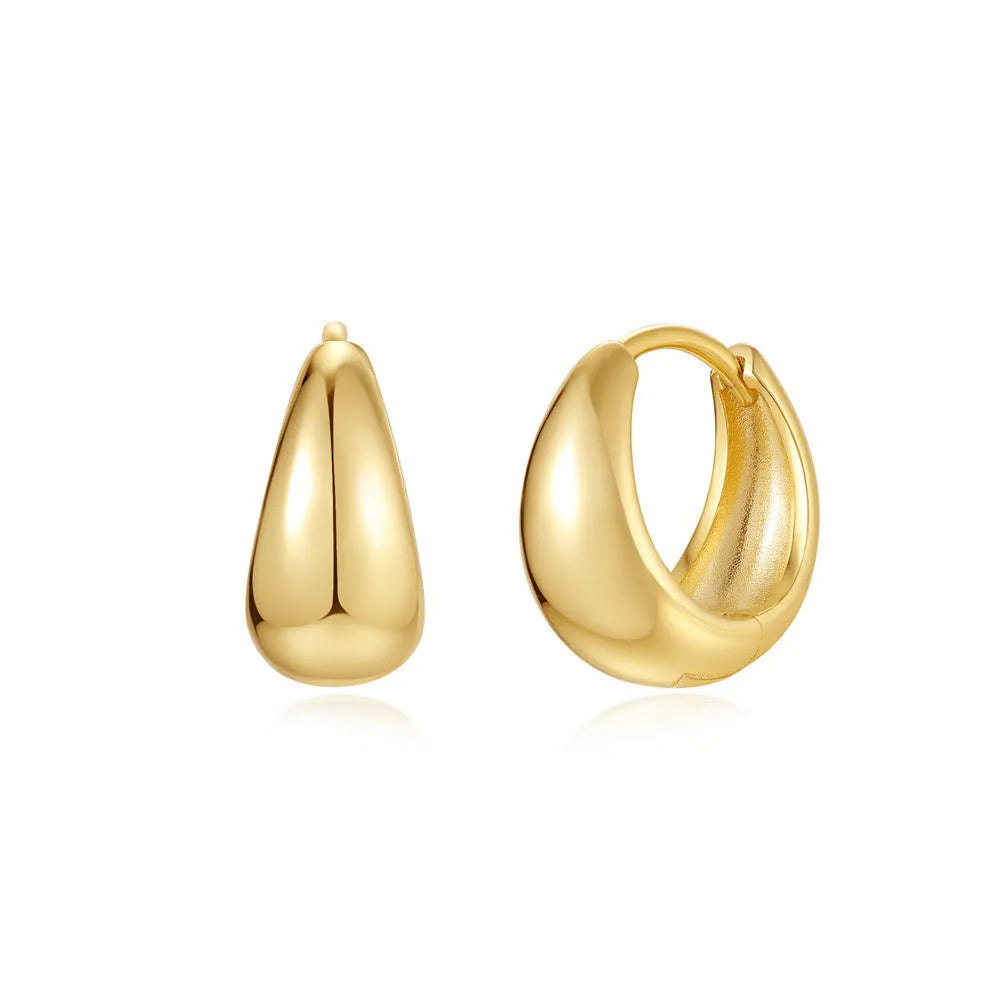 Brass diamond earclip earrings with geometric round design and electroplated gold finish