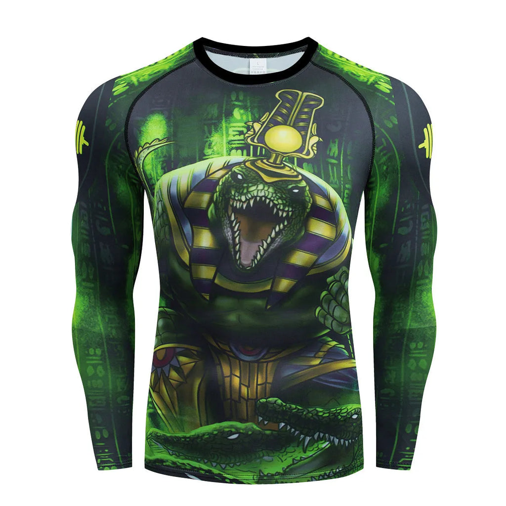 Men's slim-fit ZF016 print sports suit with long sleeve top and trousers for running and fitness.