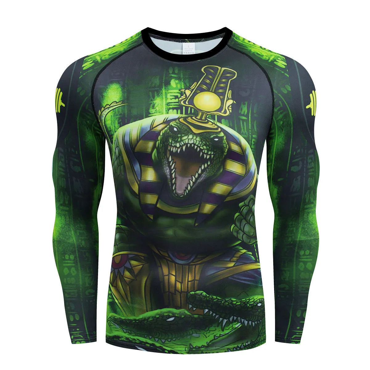 Men's slim-fit ZF016 print sports suit with long sleeve top and trousers for running and fitness.