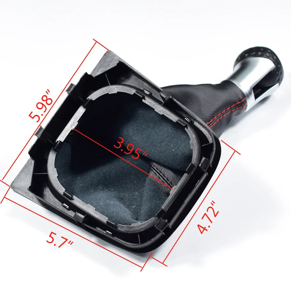 Black leather gear shift knob with dust boot for Volkswagen Golf manual transmission