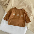 Babies' cotton long-sleeved T-shirt bottoming shirt for girls, apricot colour, autumn cartoon top