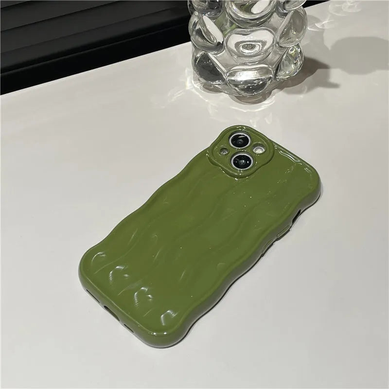 Water ripple silicone phone case for iPhone 17 series in wavy green colour – soft shell anti-fall cover