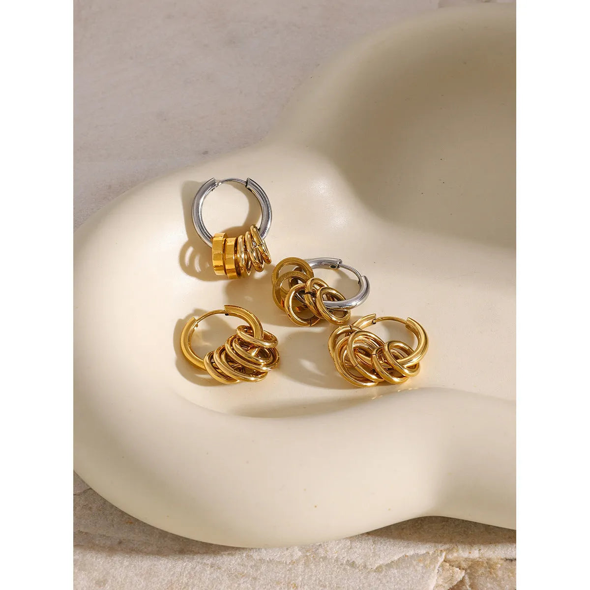 Stainless steel ins style earrings with electroplated colour finish in JDE2405019