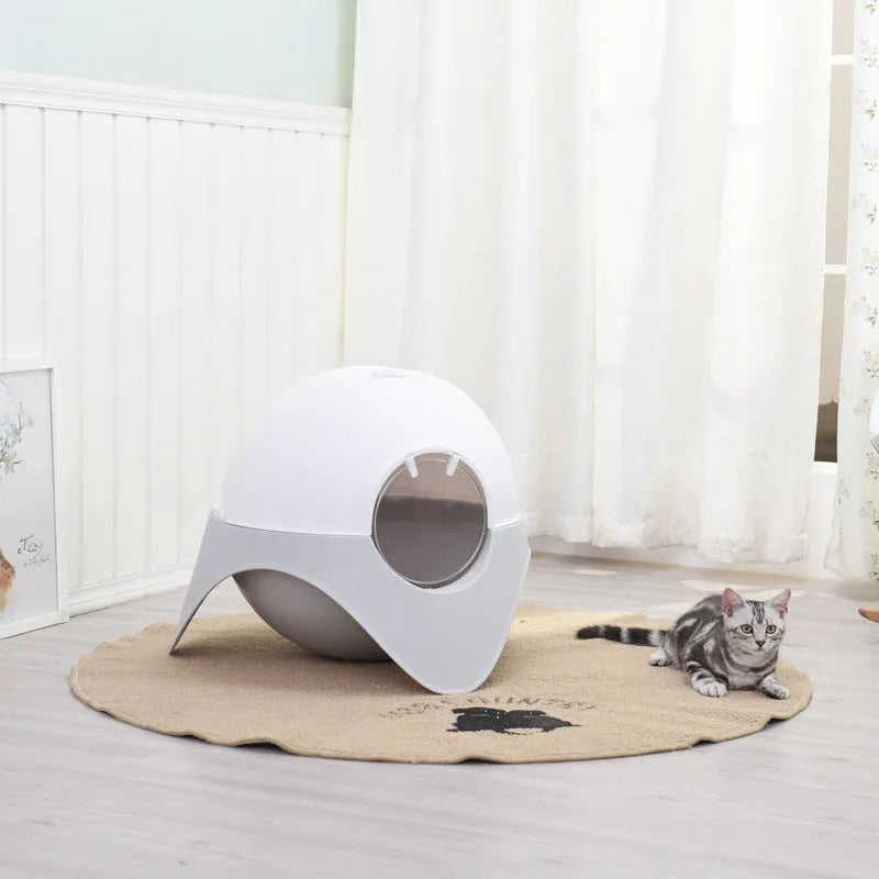 Large UFO enclosed litter box with snow house design in plastic