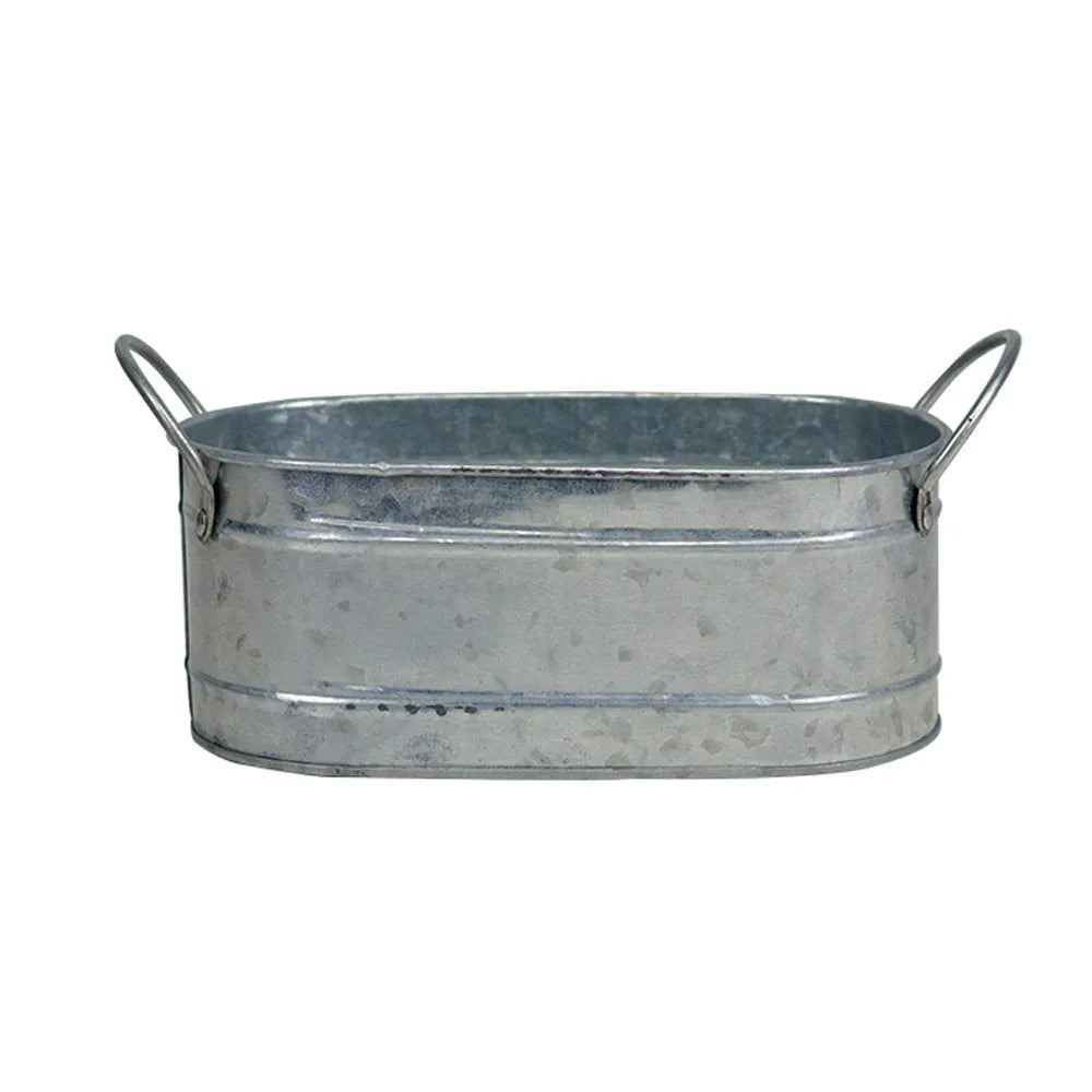 Iron sheet succulent flowerpot in a simple desktop style design.