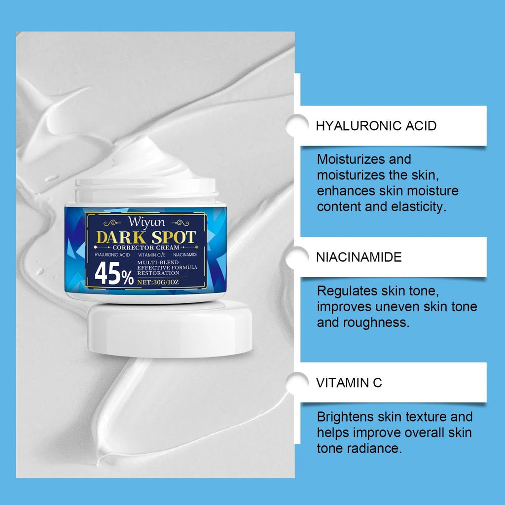 30g tube of dark spot corrector cream with vitamin C and niacinamide for hyperpigmentation