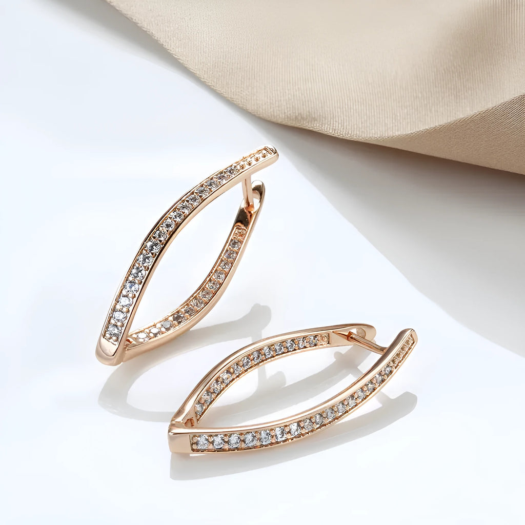 Pair of geometric zircon drop earrings for women in copper with H0493 colour