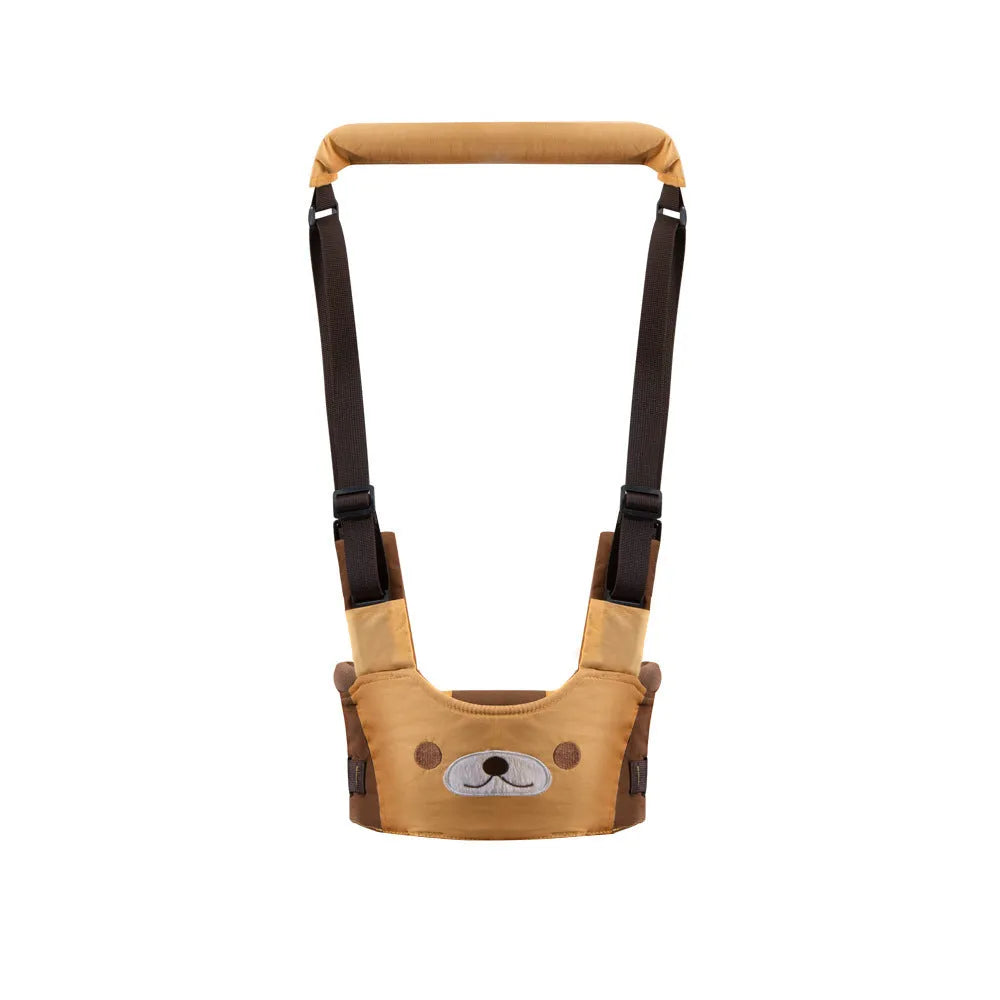 Baby walking harness belt with adjustable straps and removable crotch support in blue colour