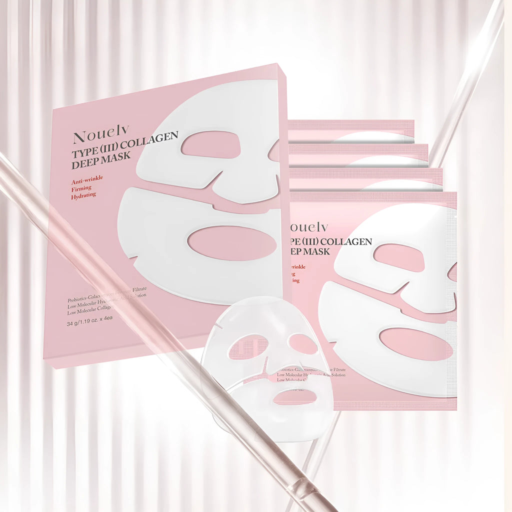 Box of four collagen layered patch face masks for multiple skin types