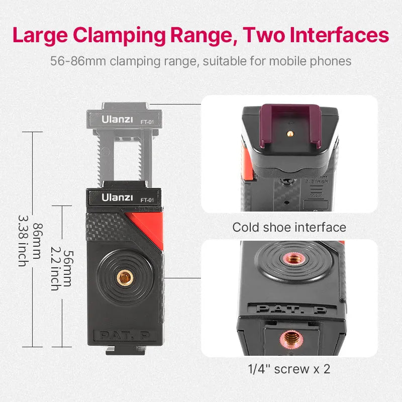 Black octopus-leg mobile phone tripod set with extended aluminium centre column and attached phone clip.