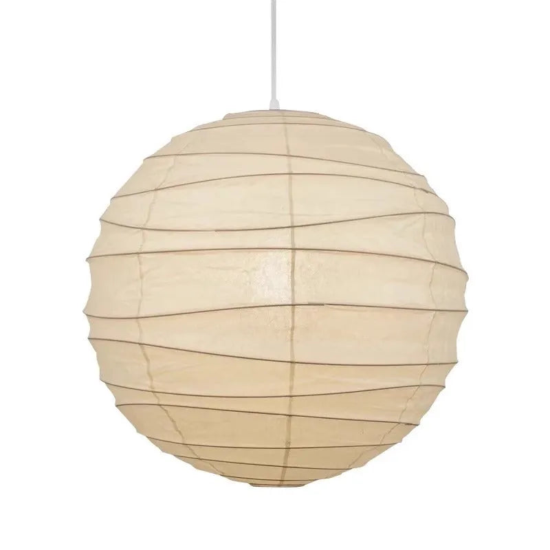 Japanese style rice paper chandelier ceiling light in a living room setting