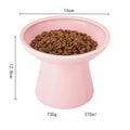 Elevated ceramic cat bowl with wide shallow dish for whisker fatigue prevention