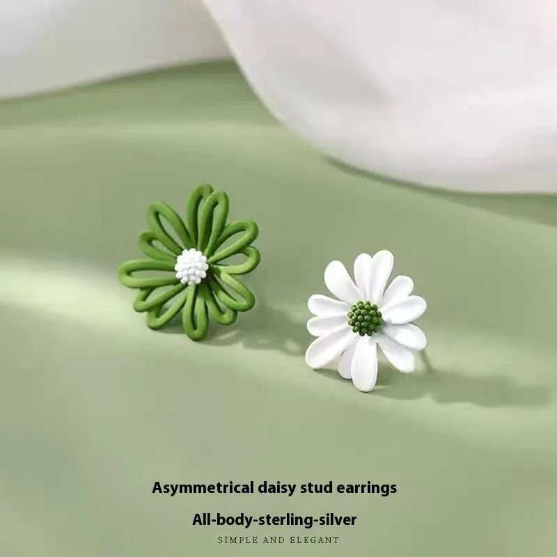 Summer flower stud earrings in alloy with colourful two-tone designs