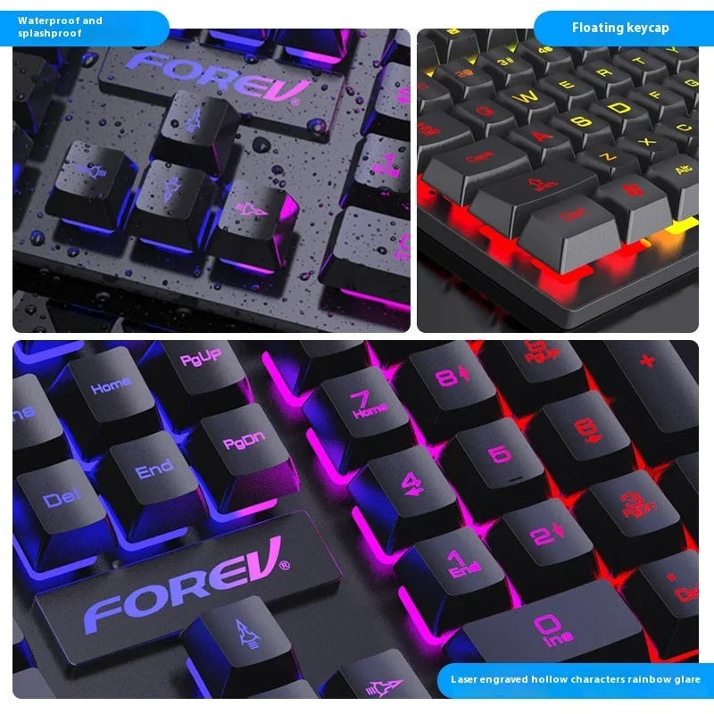 Black 104-key mechanical keyboard with backlight and 1.5m cable, compatible with Windows PCs