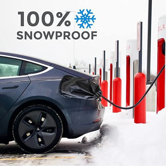 Grey umbrella cloth waterproof cover for electric car charging port with drawstring