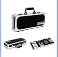 Black aluminium flight case for single guitar effect pedal with removable lid and reinforced corners