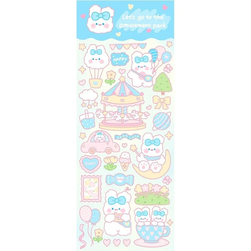PVC waterproof cartoon stickers for agenda notebook and office stationery decoration
