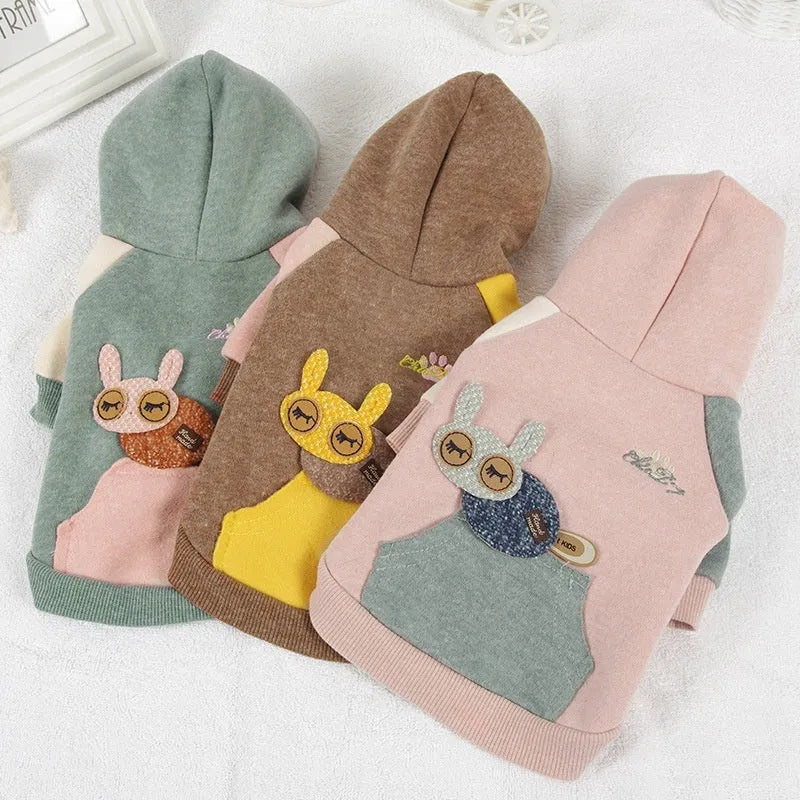Cotton pet sweatshirt in brown, green or pink available in six dog sizes