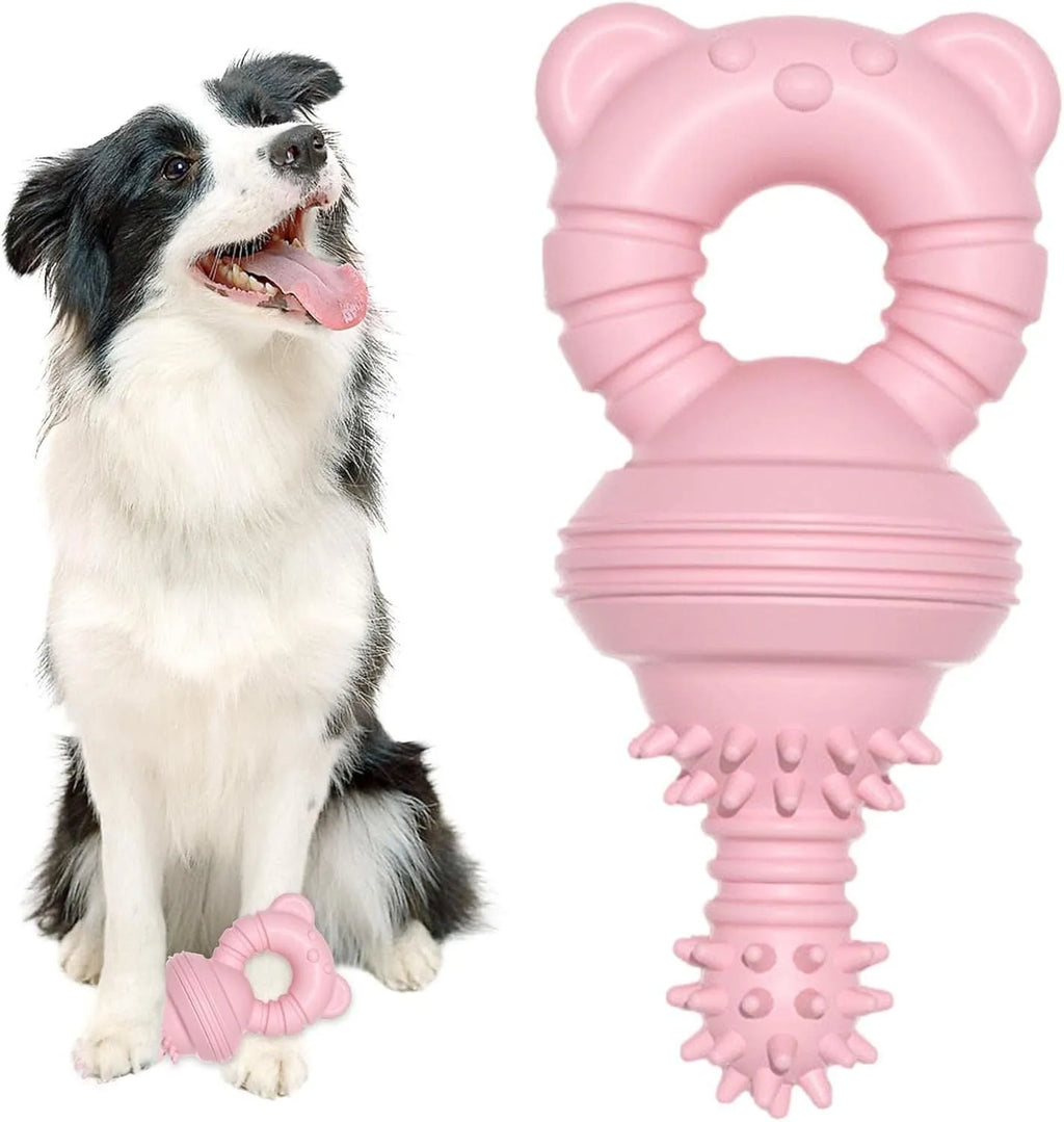 Blue rubber molar clean dog chew toy with textured surface for large breed pets