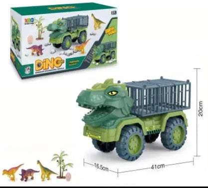 Large engineering vehicle dinosaur children's toy car set with Tyrannosaurus and Triceratops plastic vehicles in colour boxes