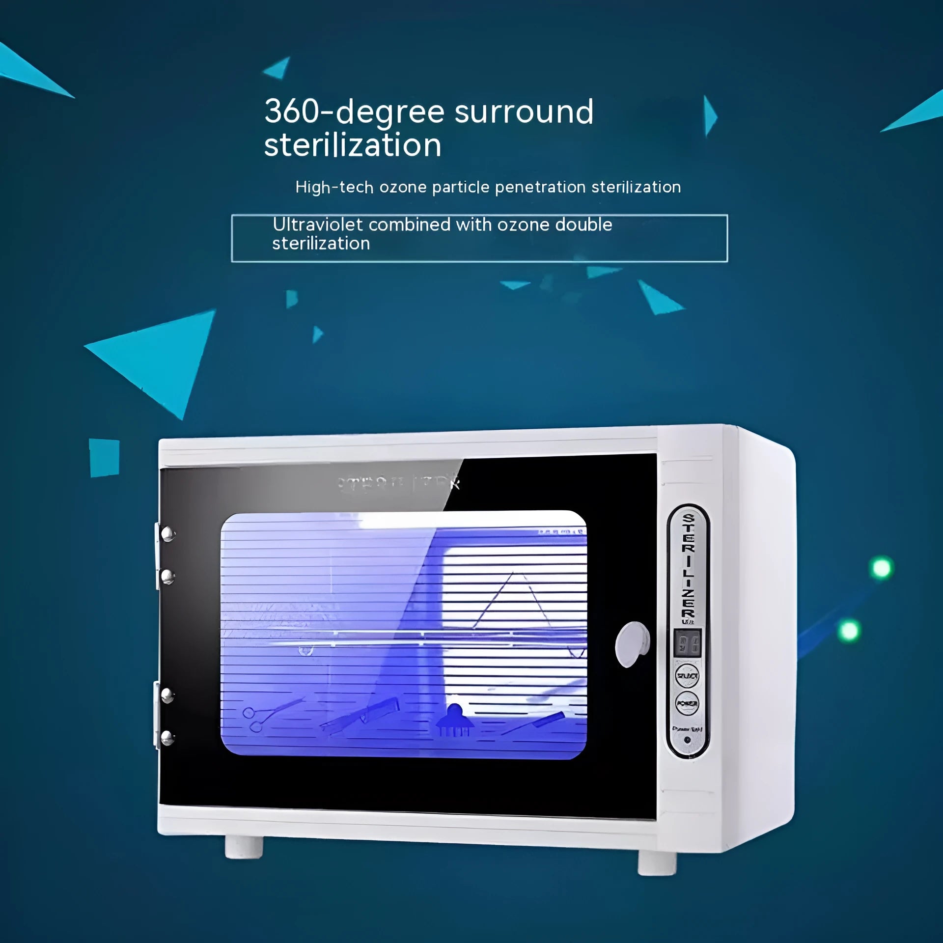 Silver compact UV sterilizer with stainless steel interior for professional beauty and barber salon tool sanitation