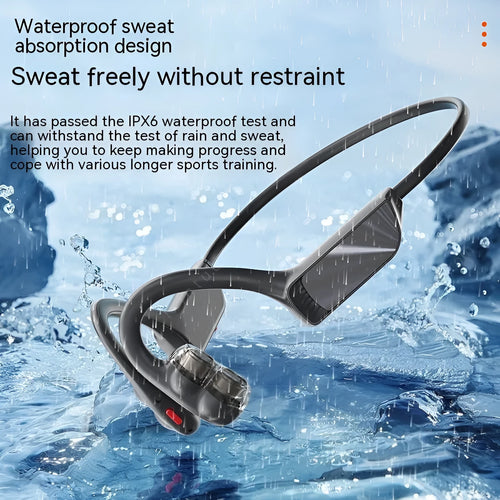 BH520 air conduction Bluetooth headset in black and gray with neckband design and ear hooks