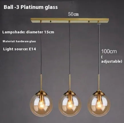 Nordic style round glass ball chandelier in contemporary home setting