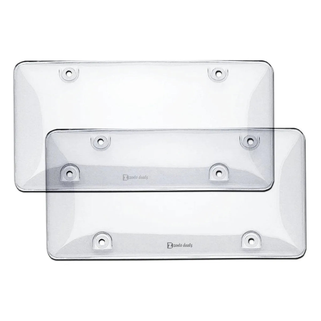 Pair of transparent plastic car licence plate frames 31.4x16cm in black cover option