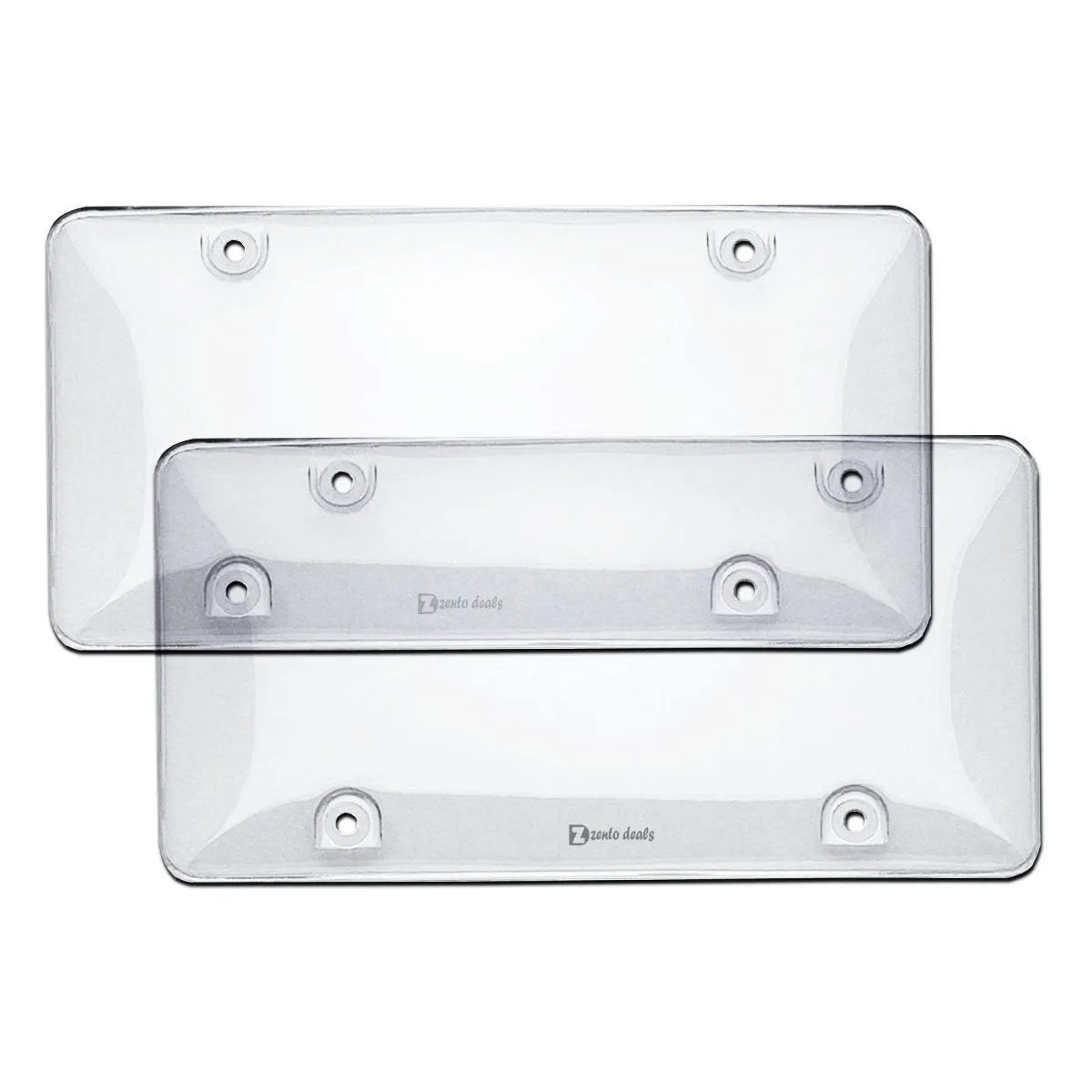 Pair of transparent plastic car licence plate frames 31.4x16cm in black cover option
