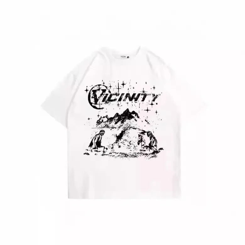 Men's hip hop print T-shirt in retro style, polyester fibre, colour option TKL472, front view