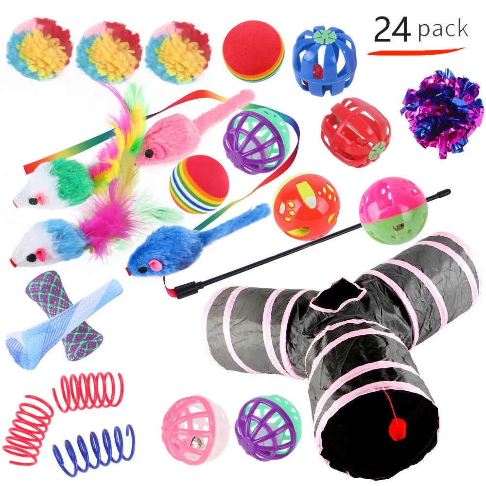 Plastic cat toy suit with tunnel channels in a selected colour from the B99801-B99855 range