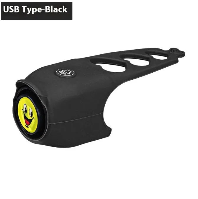 Electronic bicycle horn for handlebars in plastic, available in black green purple white red blue, with button battery power