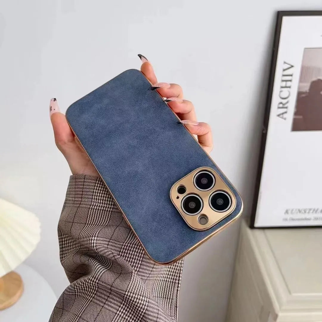 Leather texture phone case in TPU material showing solid colour design for iPhone compatibility