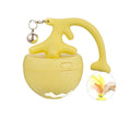 USB electric cat teasing ball toy with rolling fish bone design in blue, pink, and yellow colours