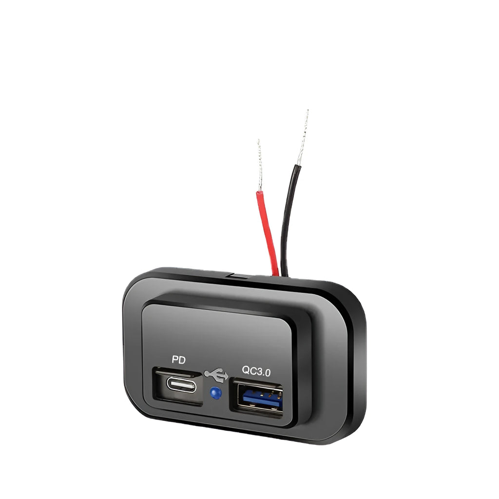 Black QC3.0 and PD3.0 fast car charger with single USB-C port, 36W output.