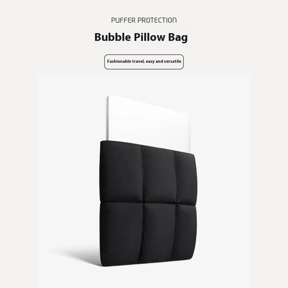 Soft black laptop sleeve for 13-15.6 inch computers with visible stitching and polyester construction