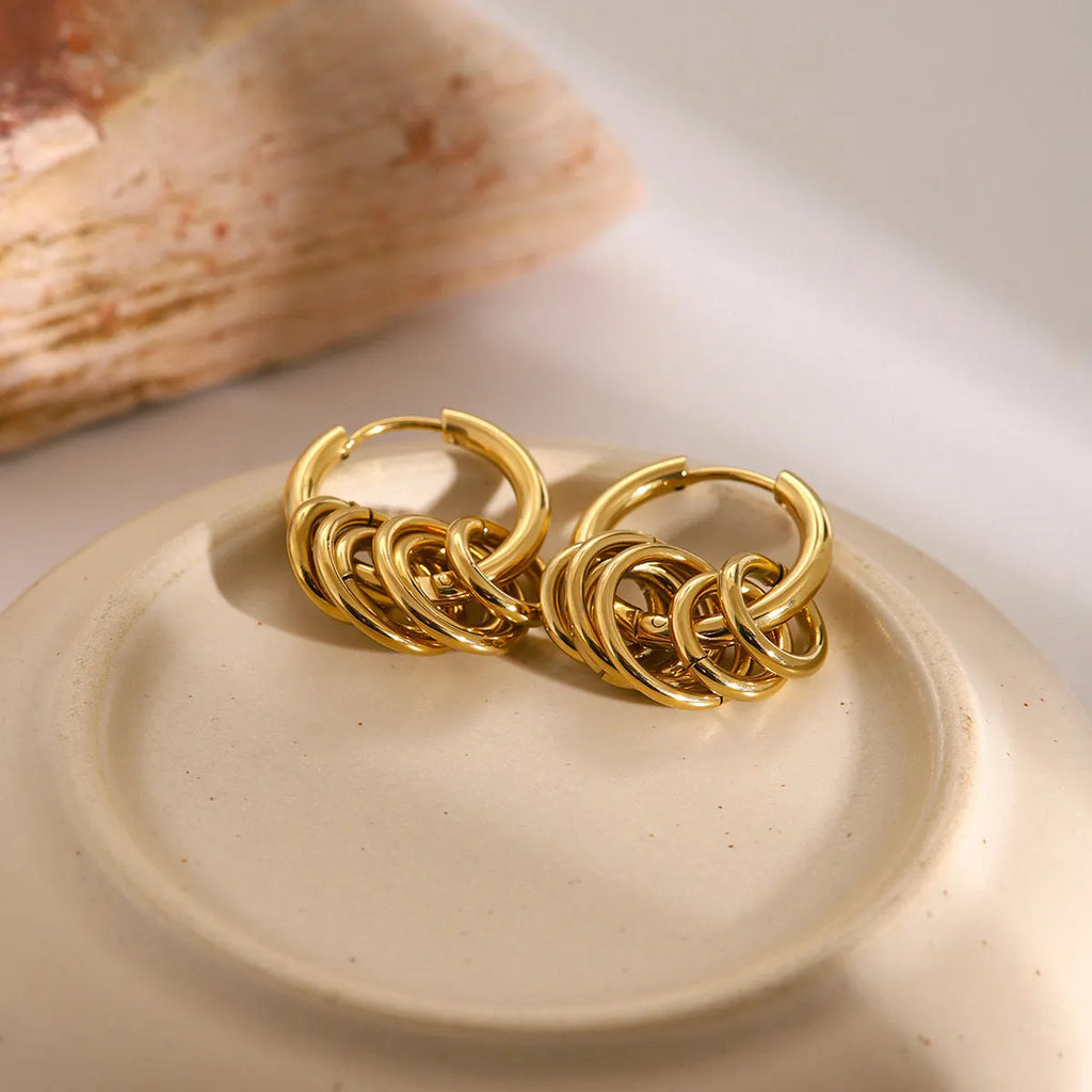Stainless steel ins style earrings with electroplated colour finish in JDE2405019