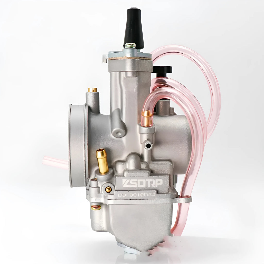 Sandblasted PWK motorcycle carburetor kit with sizes from 21mm to 34mm for engine modification.