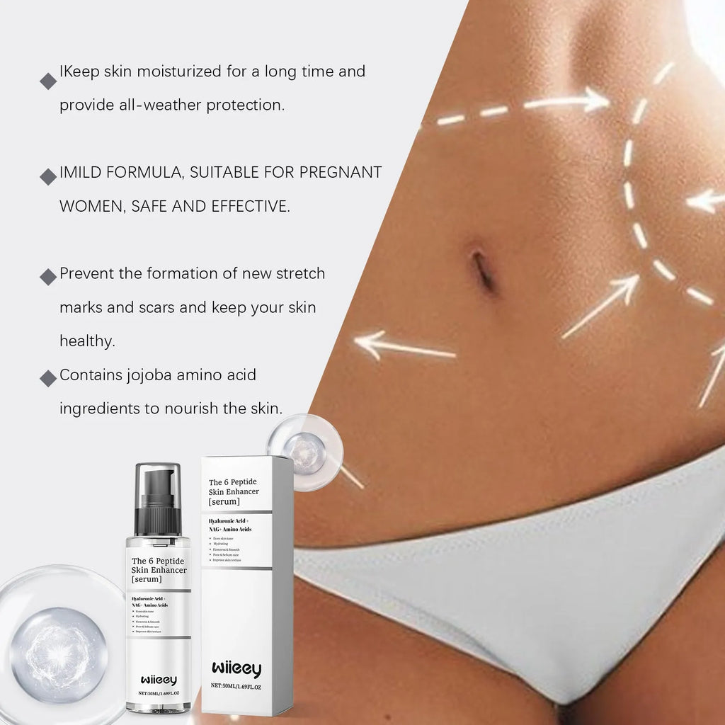 50ml bottle of Skin Enhancer Serum with Hyaluronic Acid and peptide formula.