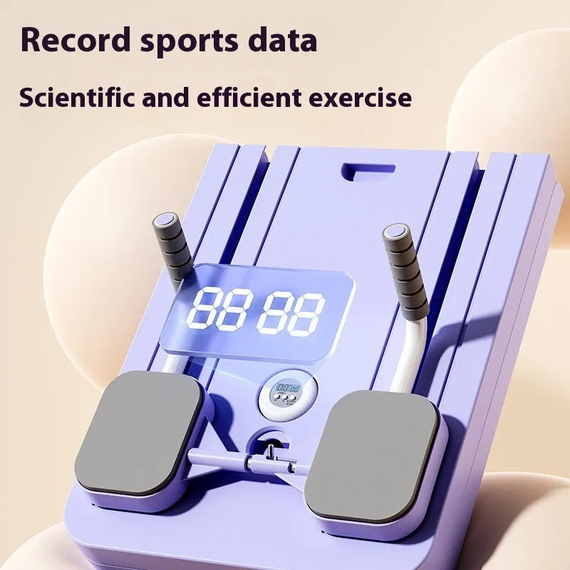 Standard purple household fitness board with automatic rebound abdominal wheel for multi-functional exercise.