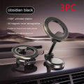 All-metal magnetic car phone mount with foldable design on vehicle dashboard