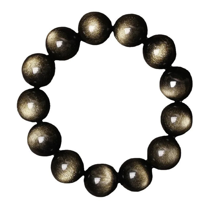 Hand-woven obsidian couple bracelet with year of birth symbols in ethnic style design
