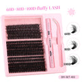 DIY false eyelash extension kit with single cluster chemical fibre lashes and tweezers
