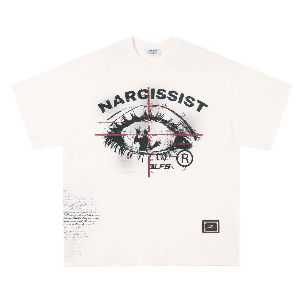 Black and white pure cotton t-shirt with American retro hip hop gothic letter print