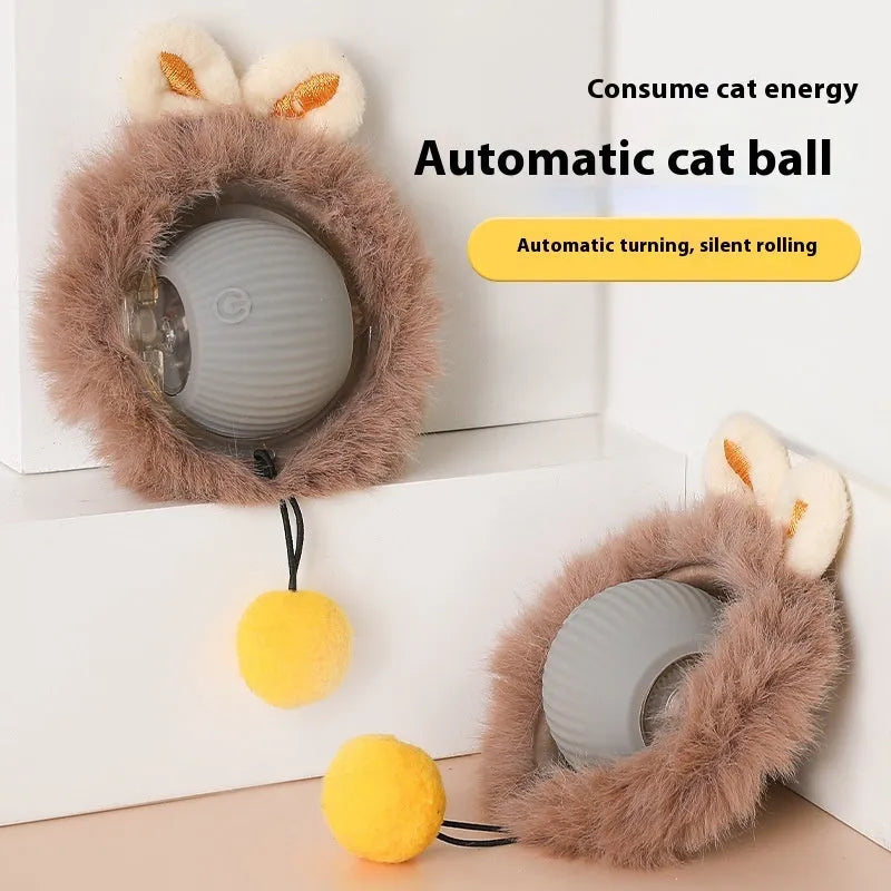 Silicone rolling cat toy ball available in red, green, and grey colours