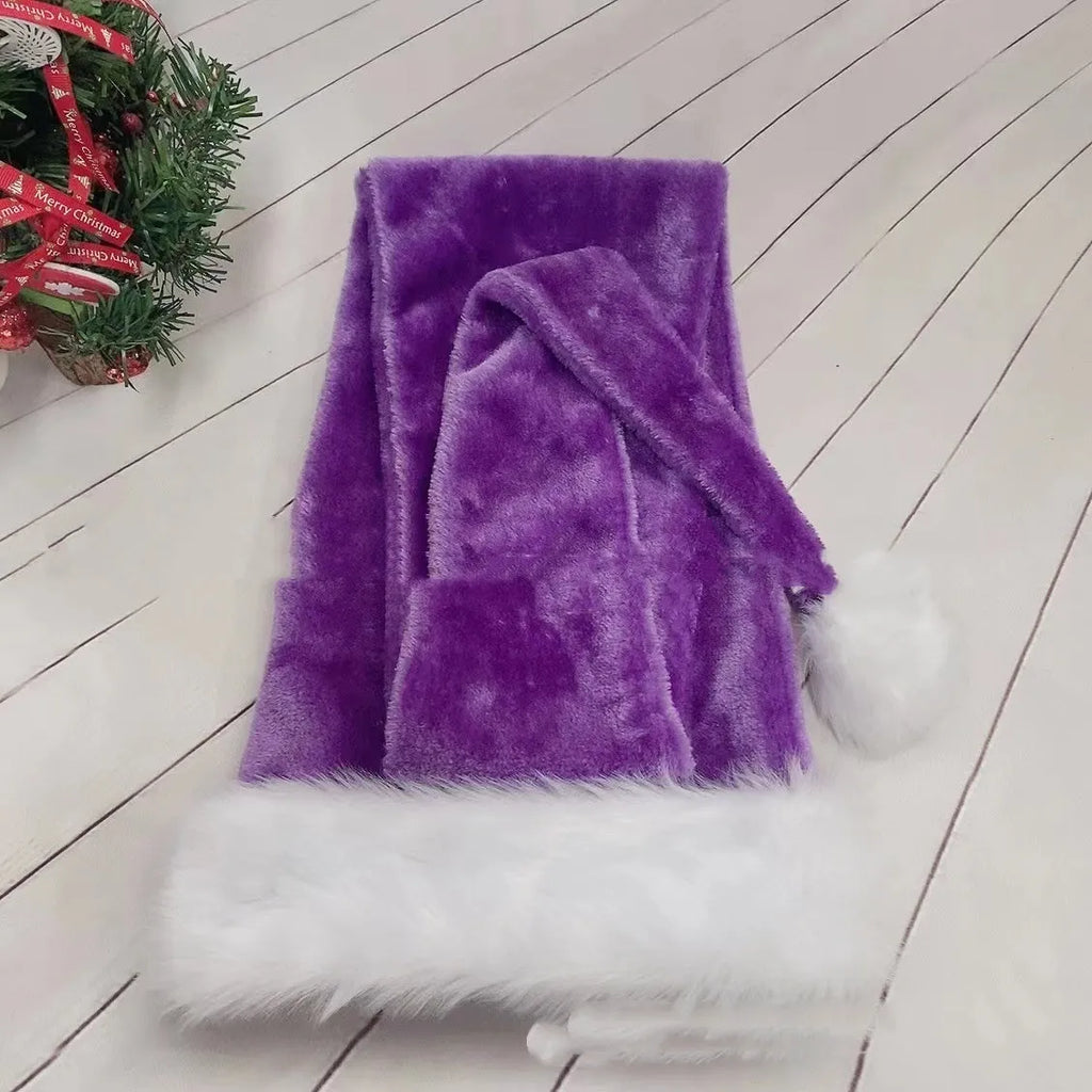 Extra long 1.5m polyester plush Christmas hat in red, with long tapered shape