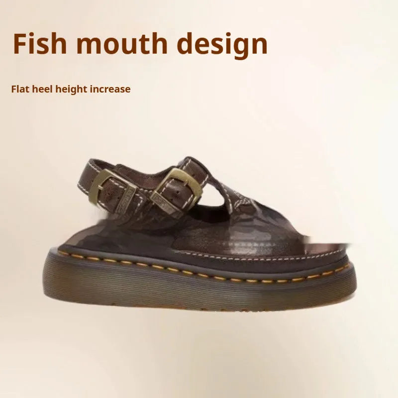 Men's black and brown embroidered floral beach sandals with flat PU sole